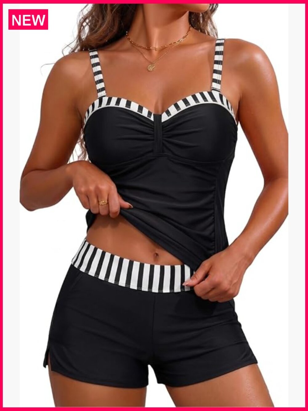 Underwire Tankini with Tummy Control and Pocket Shorts Swim Set